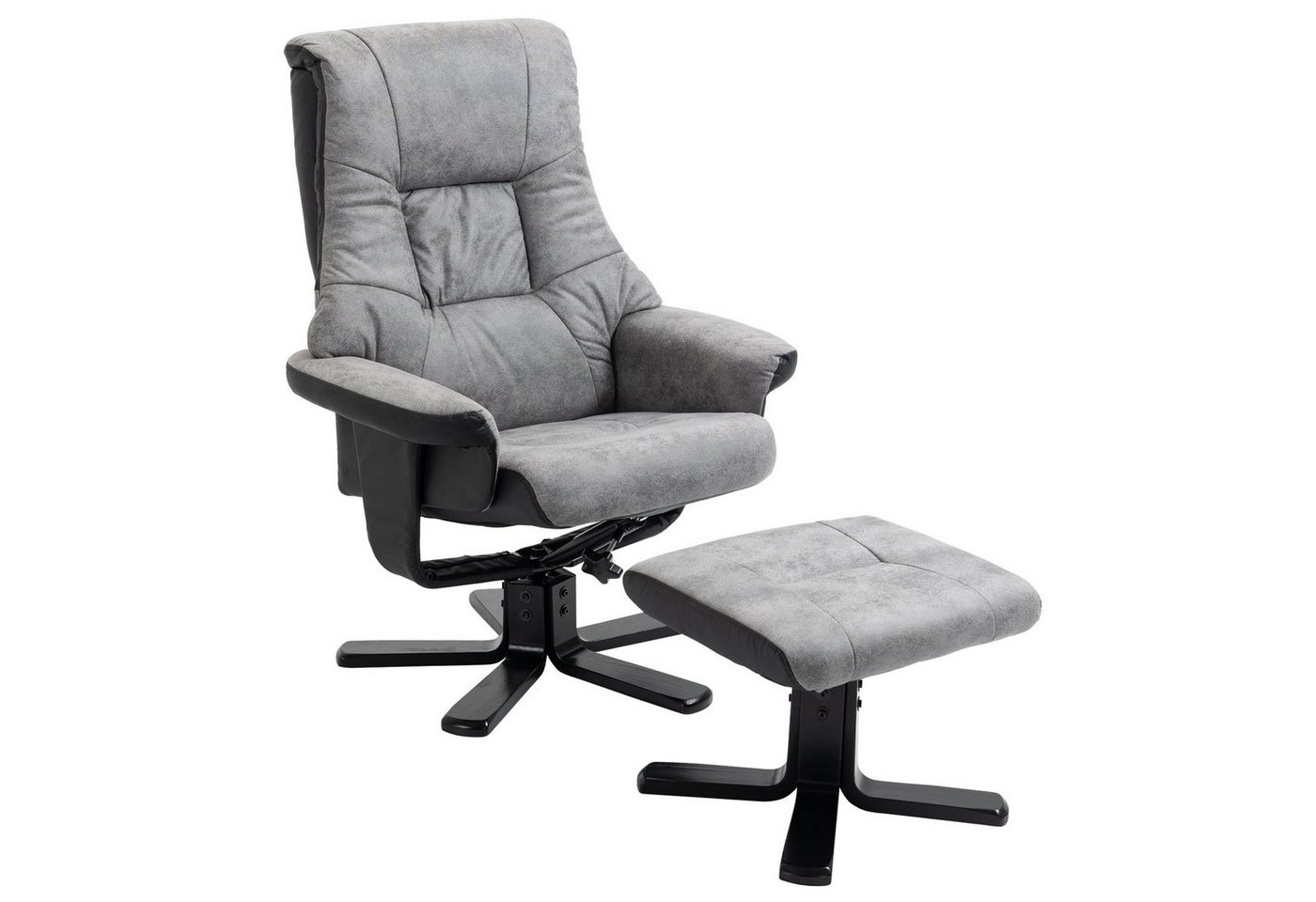 HOMCOM Polsterstuhl TV Sessel mit Liegefunktion (Polstersessel, 2 St), Mikrofaser Grau, 78 x 82,5 x 109 cm von HOMCOM