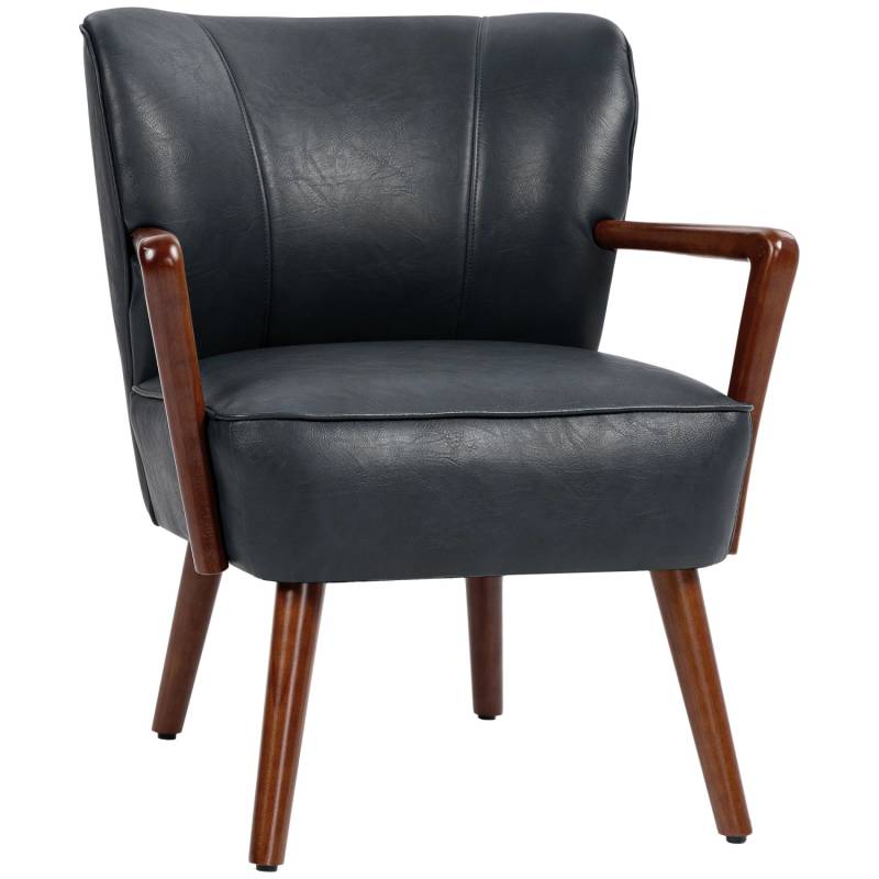 HOMCOM Polsterstuhl mit Armlehnen Holzbeine  67 x 77 x 80 cm von HOMCOM