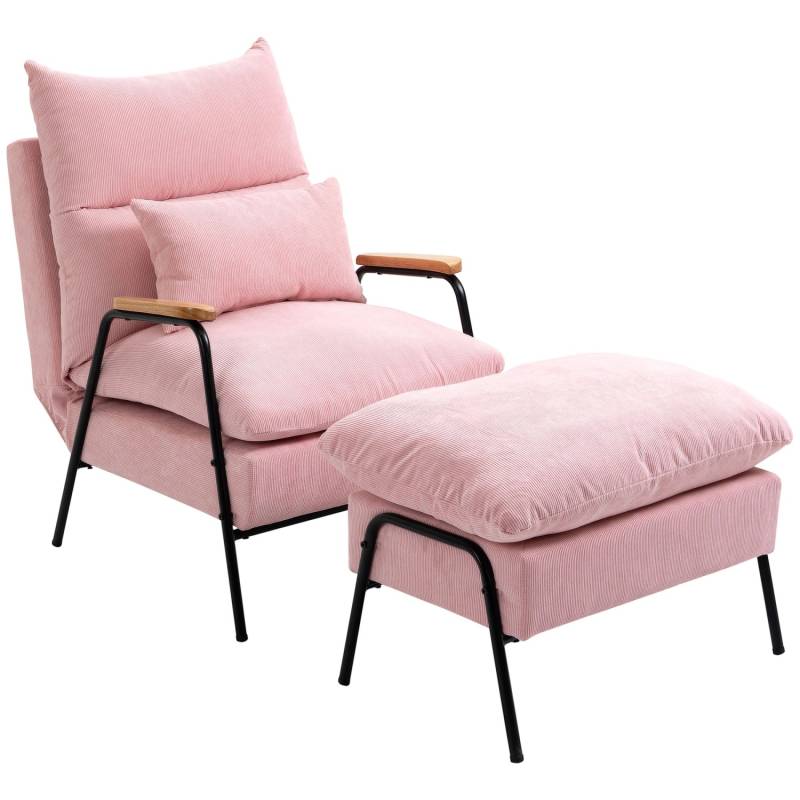 HOMCOM Polsterstuhl mit Hocker Liegefunktion Ottomane 68 x 91 5 x 88 cm von HOMCOM