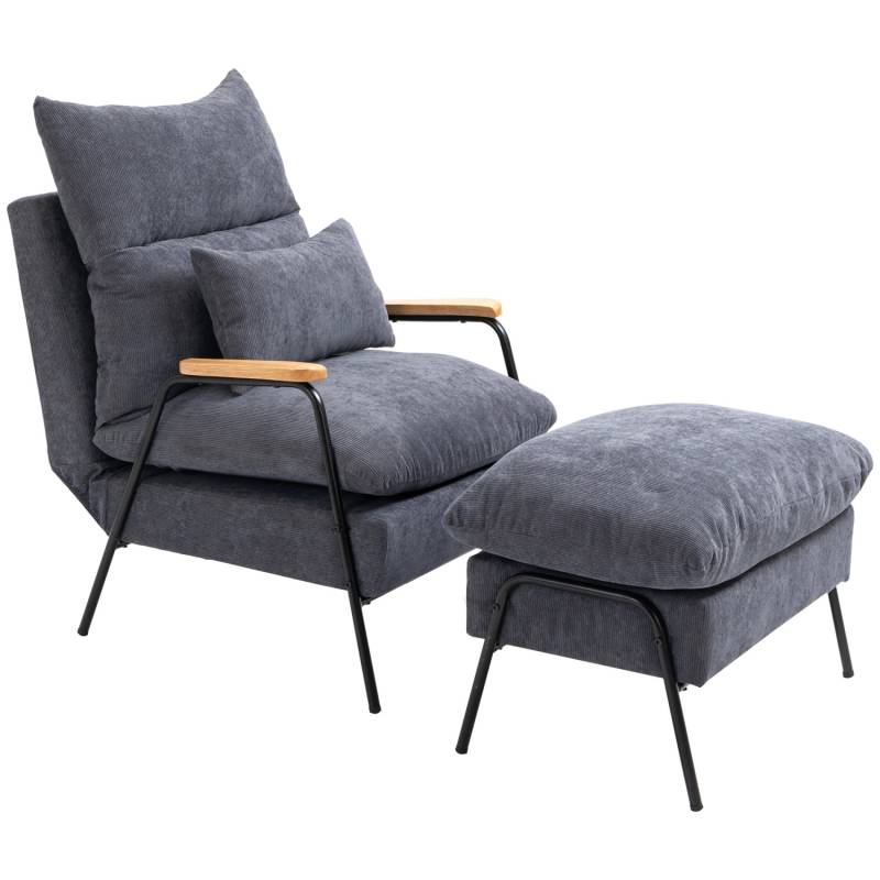 HOMCOM Polsterstuhl mit Hocker Liegefunktion und Ottomane 68 x 91 5 x 88 cm von HOMCOM
