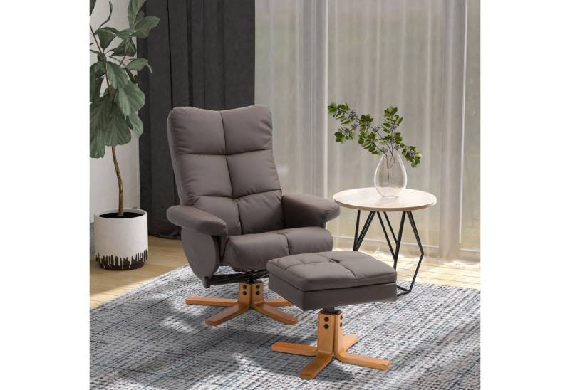 HOMCOM Polsterstuhl mit Hocker und Stauraum, Fernsehsessel mit Liegefunktion (Relaxsessel, 2 St), für Wohnzimmer, Braun von HOMCOM