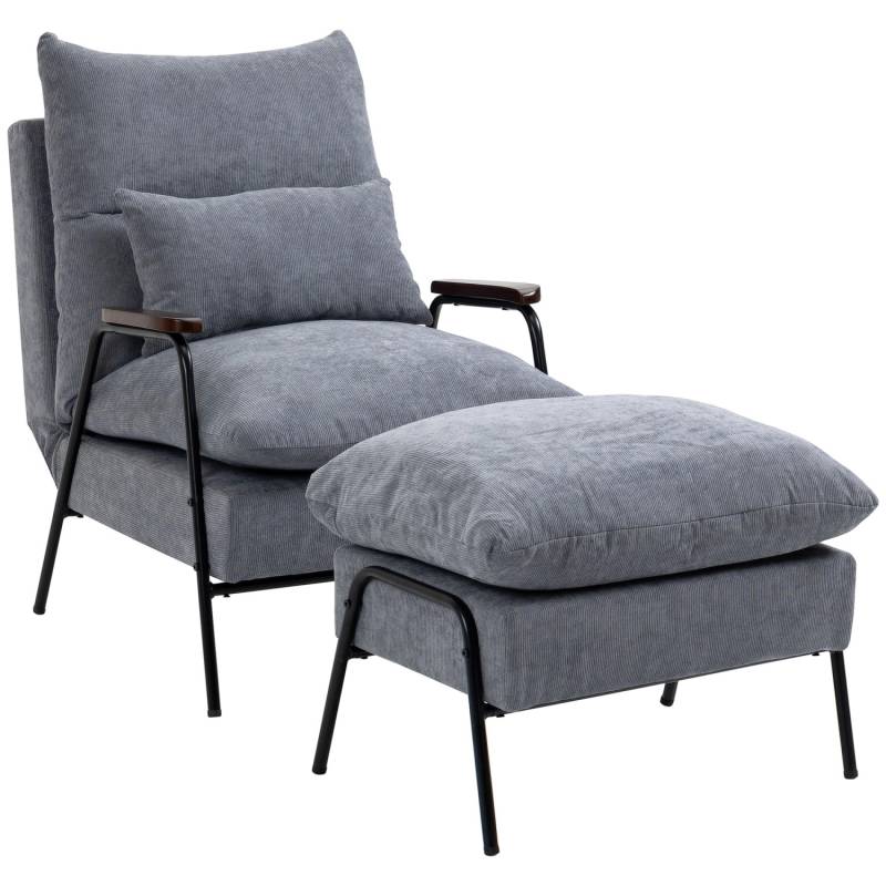 HOMCOM Polsterstuhl mit Ottomane 68 x 91 5 x 88 cm von HOMCOM