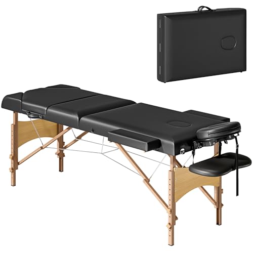 HOMCOM Portable Folding Massage Tisch Professionelle 3-Zonen-Holz-Massage-Tabelle mit Einstellbarer Höhe Verstellbare Kopfstütze Gepolsterte Armlehnen für Spa Wimpern Tattoos 215x60x64-89 cm Schwarz HOMCOM Portable Folding Massage Tisch Professionelle 3-Zonen-Holz-Massage-Tabelle mit Einstellbarer Höhe Verstellbare Kopfstütze Gepolsterte Armlehnen für Spa Wimpern Tattoos 215x60x64-89 cm Schwarz von HOMCOM