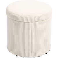 HOMCOM Pouf Aufbewahrung 32 L Wohnzimmerhocker Frisierhocker aus Cordflor mit Deckel und Stahlbeinen, runder Fußhocker bis zu 120 kg für Flur, Schlafzimmer, Wohnzimmer, Beige   Aosom von HOMCOM
