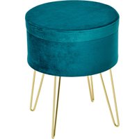 HOMCOM Pouf-Container 2-in-1 mit Hocker- und Tischfunktion, in Holz und Grünem Stoff, Metall mit Goldfinish, 36x36x45cm Aosom HOMCOM Pouf-Container 2-in-1 mit Hocker- und Tischfunktion, in Holz und Grünem Stoff, Metall mit Goldfinish, 36x36x45cm Aosom von HOMCOM