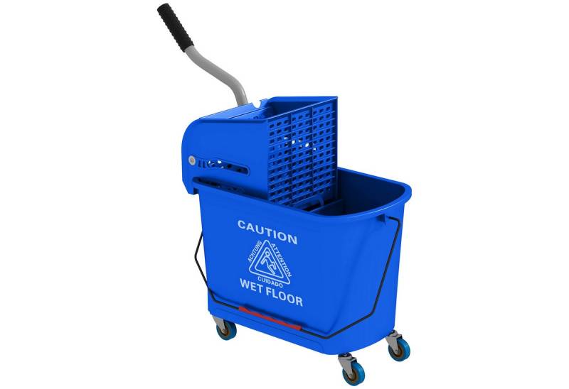 HOMCOM Putzeimer 20 Fahreimer, (Wischwagen, 1-tlg., Putzwage), mit Presse 2 Kammern Blau von HOMCOM