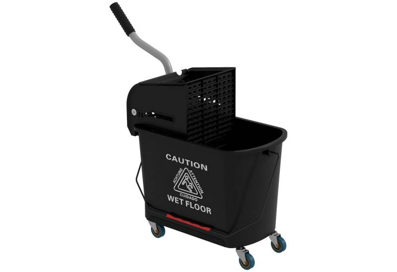 HOMCOM Putzeimer 20 Fahreimer, (Wischwagen, 1-tlg., Putzwage), mit Presse 2 Kammern Schwarz von HOMCOM