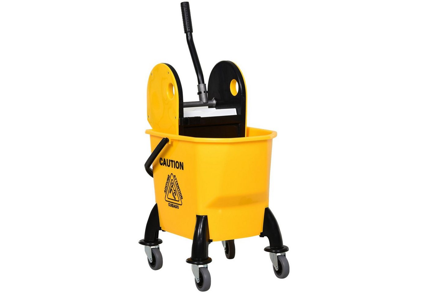HOMCOM Putzeimer Reinigungswagen Fahreimer Wischwagen mit Auswringvorrichtung, (26 Liter, 1-tlg., Gelb), 44 x 36 x 90 cm HOMCOM Putzeimer Reinigungswagen Fahreimer Wischwagen mit Auswringvorrichtung, (26 Liter, 1-tlg., Gelb), 44 x 36 x 90 cm von HOMCOM