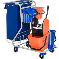 HOMCOM Putzwagen Reinigungswagen 4 Fahreimer Wischwagen Systemwagen mit Rollen Blau Orange 100 x 70 x 103 cm Aosom HOMCOM Putzwagen Reinigungswagen 4 Fahreimer Wischwagen Systemwagen mit Rollen Blau Orange 100 x 70 x 103 cm Aosom von HOMCOM
