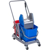 Putzwagen Reinigungswagen Wischwagen mit 2 Eimern Systemwagen mit 4 leichtgängigen Rollen Metall+PP Blau+Rot 73 × 45 × 92 cm von HOMCOM