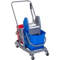 HOMCOM Putzwagen  Reinigungswagen mit 2 Eimern & 4 Rollen, Metall/PP, Blau/Rot, 73x45x92cm für effiziente Sauberkeit  Aosom.de von HOMCOM