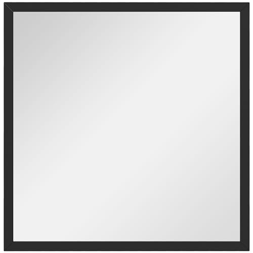HOMCOM Quadratischer Wandspiegel 50 x 50 cm, schwarzer Holzrahmen, ideal für Badezimmer, Wohnzimmer oder Schlafzimmer von HOMCOM