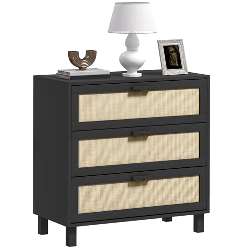 HOMCOM Rattan Schlafzimmer Kommode 3 Schubladen Aufbewahrungseinheit Boho Kommode für Wohnzimmer Flur Schwarz HOMCOM Rattan Schlafzimmer Kommode 3 Schubladen Aufbewahrungseinheit Boho Kommode für Wohnzimmer Flur Schwarz von HOMCOM