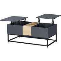 HOMCOM Rechteckiger Couchtisch für Wohnzimmer mit 2 höhenverstellbaren Platten - verborgene Fächer und 3 kleine Aufbewahrungsfächer Holzoptik Maße 100L x 50B x 42,5H cm dunkelgrau Aosom HOMCOM Rechteckiger Couchtisch für Wohnzimmer mit 2 höhenverstellbaren Platten - verborgene Fächer und 3 kleine Aufbewahrungsfächer Holzoptik Maße 100L x 50B x 42,5H cm dunkelgrau Aosom von HOMCOM