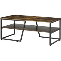 HOMCOM Rechteckiger Industrie-Stil Couchtisch mit 1 Platte und 1 Regal aus Metall - 106 x 55 x 45 cm   Aosom von HOMCOM
