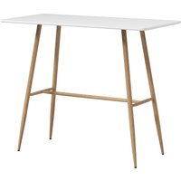 HOMCOM Rechteckiger Stehtisch für 4 Personen, hoher Tisch mit Stahlbeinen in Holzoptik, einfach zu montierender Bistrotisch, für das Zuhause, Esszimmer, 120 x 60 x 98 cm, Weiß   Aosom von HOMCOM