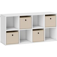 HOMCOM Regal mit 8 Würfeln, Bücherregal, Regal für Bücher mit 4 Stoffschubladen, Horizontal oder Vertikal, für Wohnzimmer, Schlafzimmer, Studie, 105,9x30x53,7 cm, Weiß und Beige Aosom HOMCOM Regal mit 8 Würfeln, Bücherregal, Regal für Bücher mit 4 Stoffschubladen, Horizontal oder Vertikal, für Wohnzimmer, Schlafzimmer, Studie, 105,9x30x53,7 cm, Weiß und Beige Aosom von HOMCOM