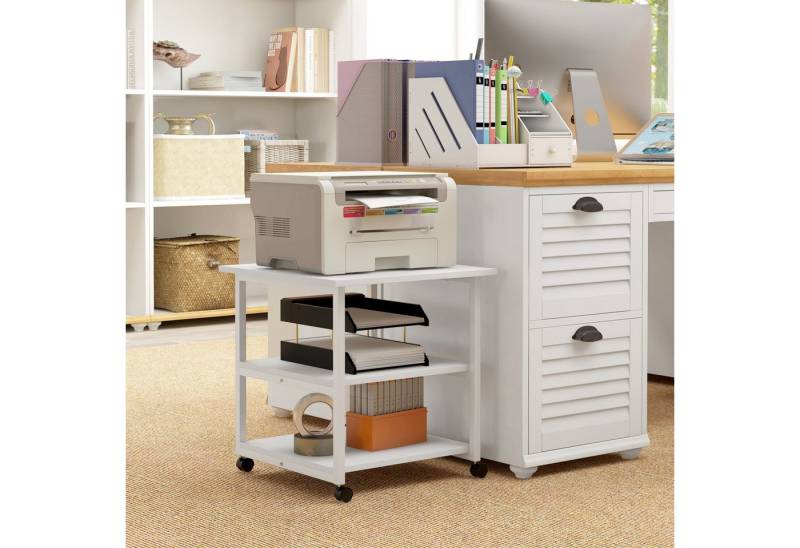 HOMCOM Regaleinsatz mit Rolle, 3-Ebene (Druckerhalter, 1 St., Druckerwagen), Mit Rollen für einfache Bewegung von HOMCOM