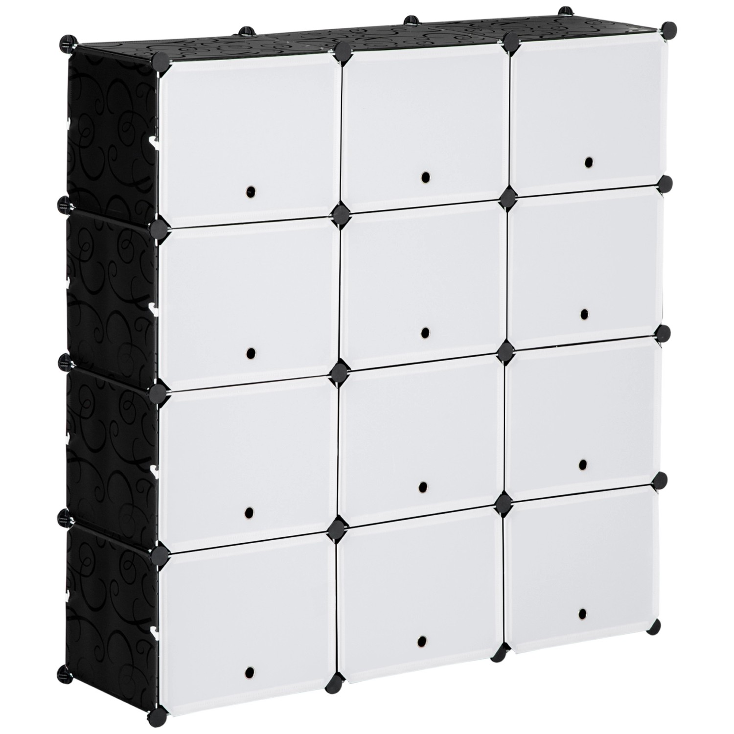 HOMCOM Regalsystem mit 12 Würfeln PP Stahl Schwarz 125L x 32B x 125H cm von HOMCOM