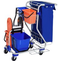 HOMCOM Reinigungswagen, max. Tragfähigkeit: 25 kg, blau/orange - bunt von HOMCOM