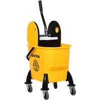 HOMCOM Reinigungswagen Fahreimer Putzeimer Wischwagen mit Auswringvorrichtung 26 Liter, Gelb, 44 x 3 von HOMCOM