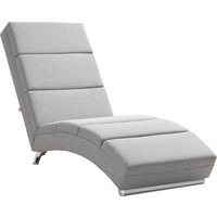 HOMCOM Relaxliege Liegesessel Loungesessel Gepolstert Polstersessel Chaiselongue mit Leinenoptik, Stahlbeine Relaxsessel für Wohnzimmer Hellgrau   Aosom von HOMCOM