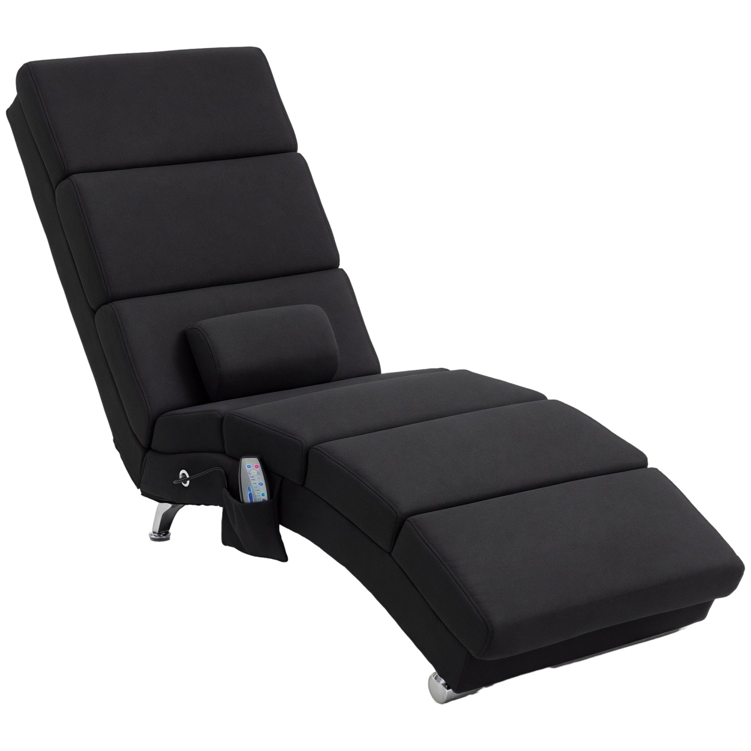 HOMCOM Relaxliege mit Massagefunktion Polyester Stahl 168L x 56B x 84H cm Schwarz von HOMCOM