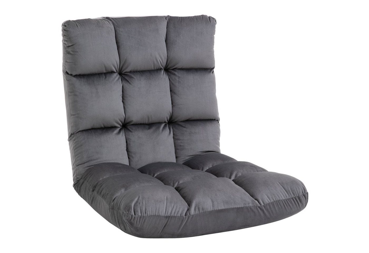 HOMCOM Relaxsessel 3-in-1 Klappbar mit Rückenlehne 13 Positionen (Sitz-kissen, 1-St., Bodenstuhl), Dunkelgrau W55*D71*H53.5cm von HOMCOM