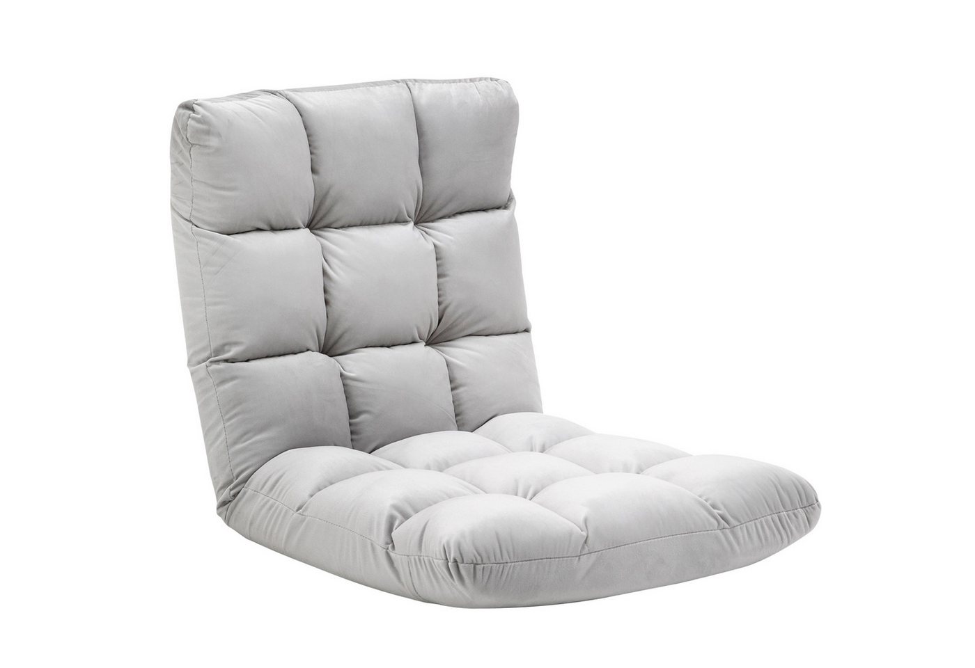 HOMCOM Relaxsessel 3-in-1 Klappbar mit Rückenlehne 13 Positionen (Sitz-kissen, 1-St., Bodenstuhl), Grau 55 x 71 x 53,5 cm von HOMCOM