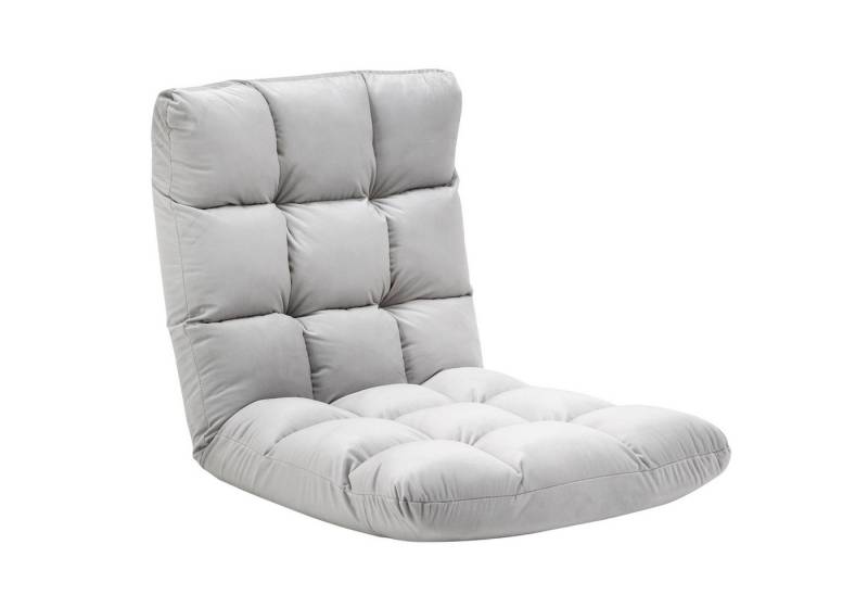 HOMCOM Relaxsessel 3-in-1 Klappbar mit Rückenlehne 13 Positionen (Sitz-kissen, 1-St., Bodenstuhl), Grau 55 x 71 x 53,5 cm von HOMCOM