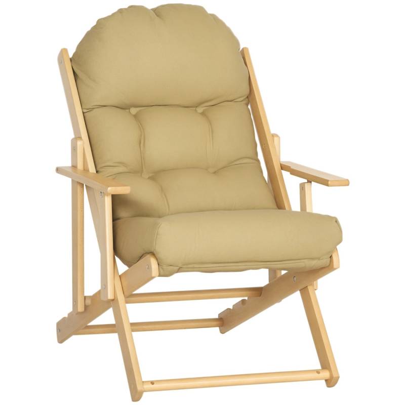 HOMCOM Relaxsessel Buchenholz Schaumstoff Braun 71L x 89B x 96H cm von HOMCOM