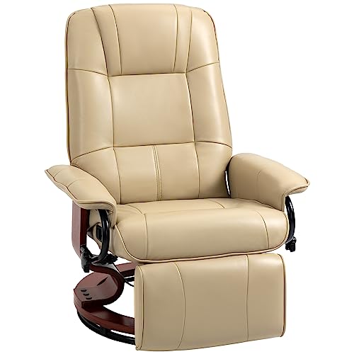 HOMCOM Relaxsessel Drehbar Fernsehsessel mit Liegefunktion, Fußstütze, Liegesessel mit Armlehne, Holzbeine für Wohnzimmer, Schlafzimmer, Kunstleder, Cremeweiß HOMCOM Relaxsessel Drehbar Fernsehsessel mit Liegefunktion, Fußstütze, Liegesessel mit Armlehne, Holzbeine für Wohnzimmer, Schlafzimmer, Kunstleder, Cremeweiß von HOMCOM