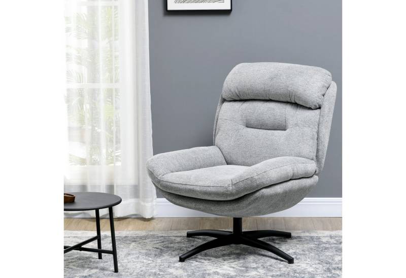 HOMCOM Relaxsessel Drehbar Loungesessel mit Wasserabweisend Chenille-Optik (Polsterstuhl, 1-St., Sessel), für Wohnzimmer, Grau von HOMCOM