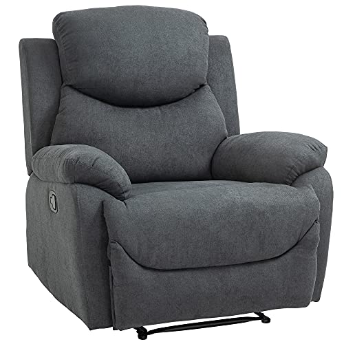 HOMCOM Relaxsessel Einzelsofa Liege 145° neigbarer Fernsehsessel Liegesessel TV-Sessel mit Schlaffunktion für Wohnzimmer Leinen Dunkelgrau 93 x 88 x 102 cm von HOMCOM