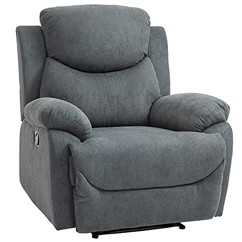 HOMCOM Relaxsessel Einzelsofa Liege 145° neigbarer Fernsehsessel Liegesessel TV-Sessel mit Schlaffunktion für Wohnzimmer Leinen Grau 93 x 88 x 102 cm von HOMCOM