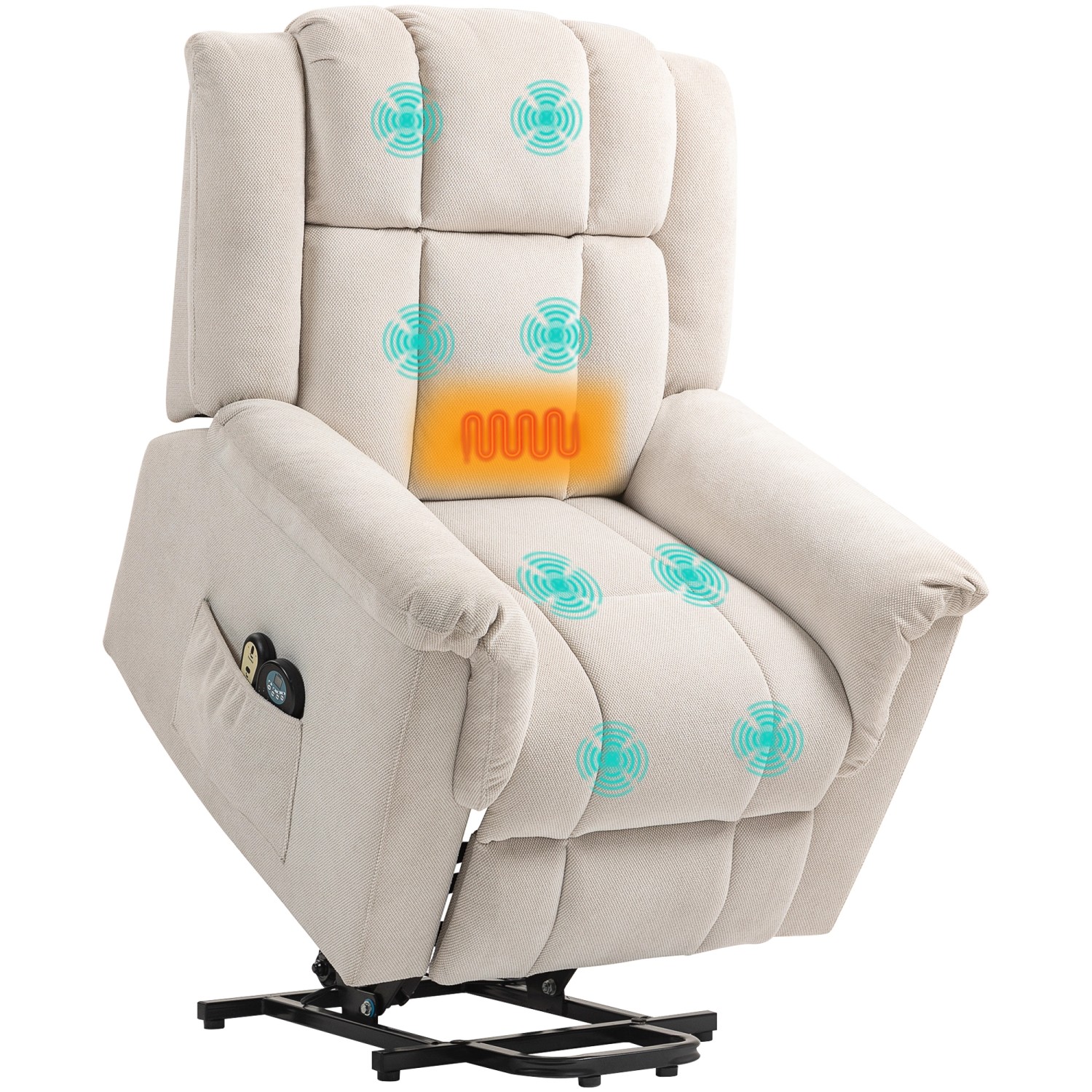HOMCOM Relaxsessel Elektrisch Fernsehsessel Massagesessel mit Liegefunktion für Wohnzimmer Beige von HOMCOM