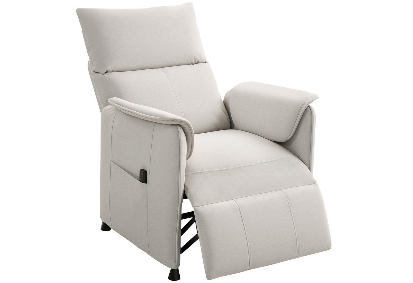 HOMCOM Relaxsessel Elektrisch Fernsehsessel mit Liegefunktion, Bürstenloser Motor (Liegesessel mit Memory-Funktion, 1-St., TV Sessel), Samtimitat, Taschenfedern, Fernbedienung Creme von HOMCOM