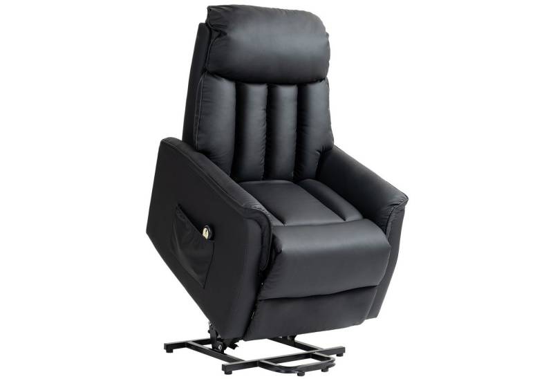 HOMCOM Relaxsessel Elektrischer Aufstehsessel (Fernsehsessel, Sessel mit Aufstehhilfe, Liegefunktion, 1-St., Kunstleder), 80 x 94 x 104 cm, Schwarz von HOMCOM