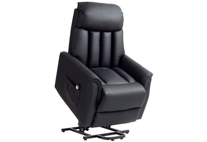 HOMCOM Relaxsessel Elektrischer Aufstehsessel (Fernsehsessel, Sessel mit Aufstehhilfe, Liegefunktion, 1-St., Kunstleder), 80 x 94 x 104 cm, Schwarz von HOMCOM