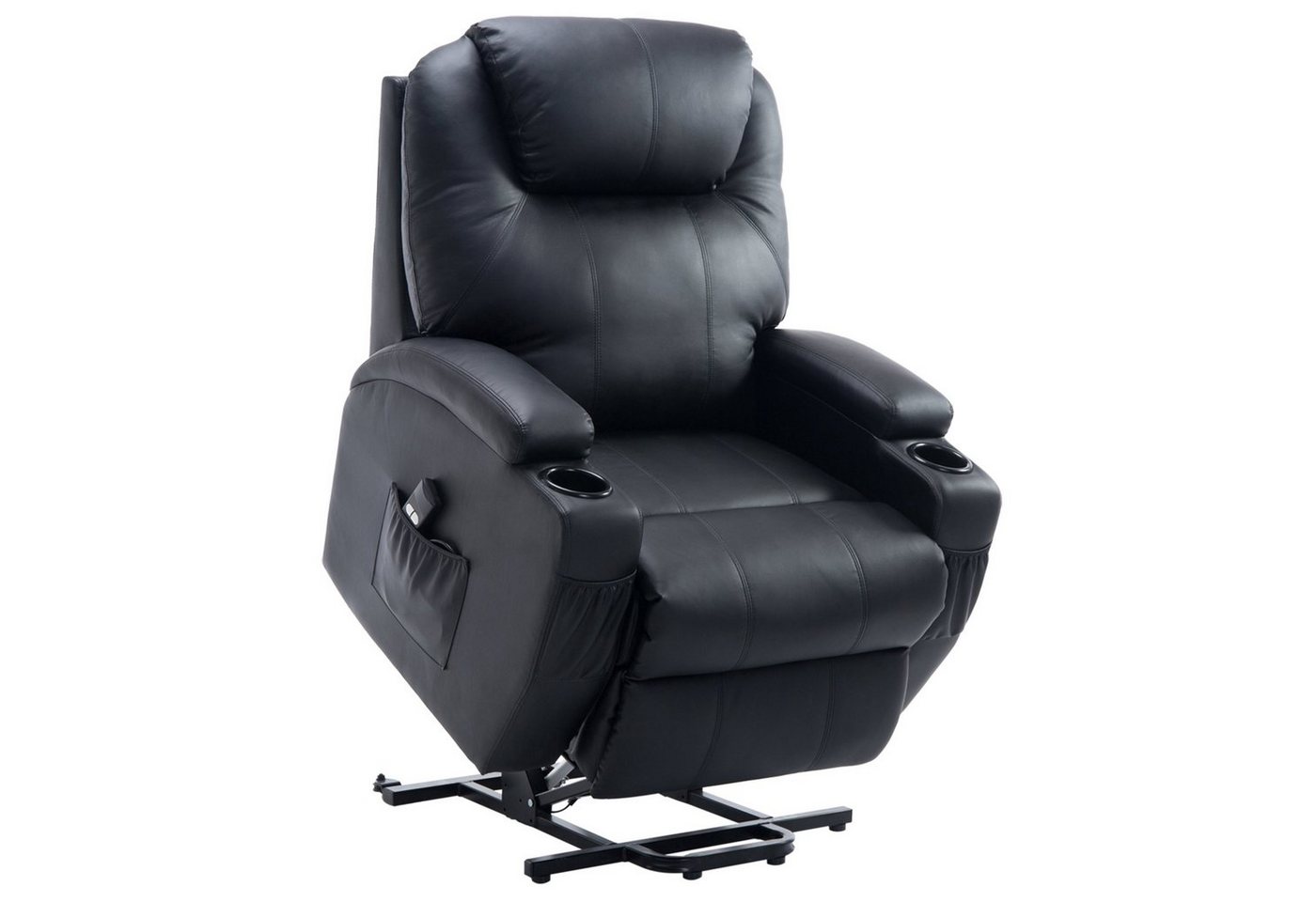 HOMCOM Relaxsessel Fernsehsessel (Set, 1-St., Sessel), Aufstehsessel mit Aufstehhilfe Kunstleder Schwarz von HOMCOM