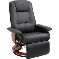 HOMCOM Relaxsessel Fernsehsessel Liegesessel mit Fußstütze aus Kunstleder 360° Drehstuhl Holzfuß Schwarz 145° neigbar 78 x 87 x 100 cm   Aosom von HOMCOM