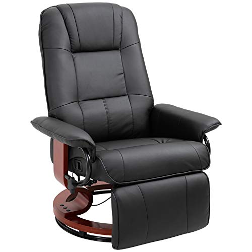 HOMCOM Relaxsessel Drehbar Fernsehsessel mit Liegefunktion, Fußstütze, Liegesessel mit Armlehne, Holzbeine für Wohnzimmer, Schlafzimmer, Kunstleder, Schwarz HOMCOM Relaxsessel Drehbar Fernsehsessel mit Liegefunktion, Fußstütze, Liegesessel mit Armlehne, Holzbeine für Wohnzimmer, Schlafzimmer, Kunstleder, Schwarz von HOMCOM