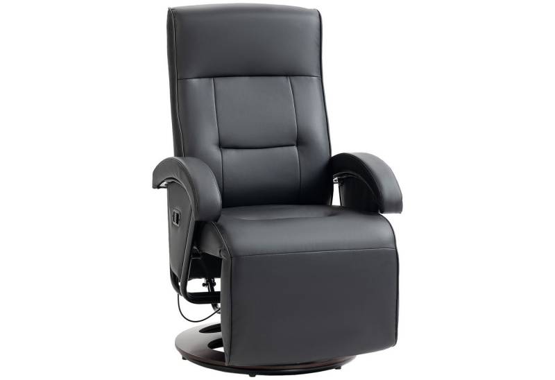 HOMCOM Relaxsessel Fernsehsessel mit Liegefunktion, Drehfunktion (Liegesessel, 1-St., TV-Sessel), für Wohnzimmer, Schlafzimmer, 86 x 66 x 107 cm, Schwarz von HOMCOM