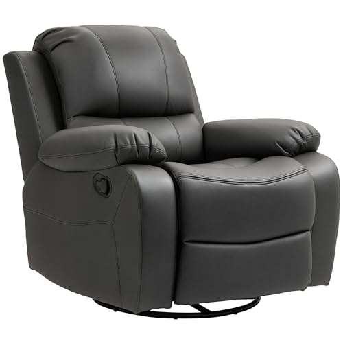 HOMCOM Relaxsessel Fernsehsessel mit Liegefunktion, Fußstütze, Drehbar TV-Sessel mit Taschenfederkernsystem für Wohnzimmer, Schlafzimmer, Schwarz von HOMCOM