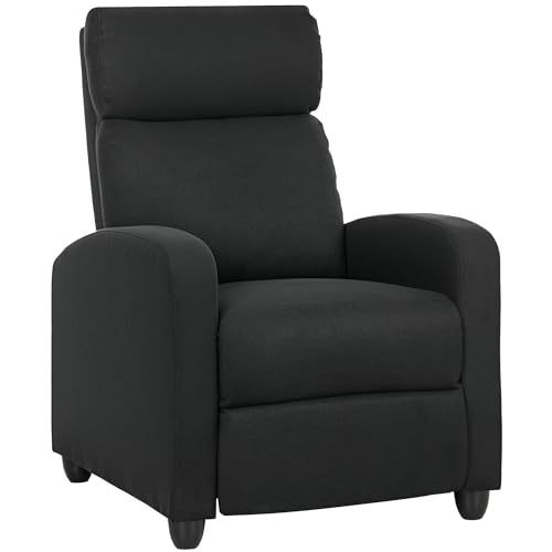 HOMCOM Relaxsessel Fernsehsessel mit Liegefunktion, Leinenoptik, Gepolstert TV-Sessel mit Fußstütze, für Wohnzimmer, Schlafzimmer, Schwarz von HOMCOM