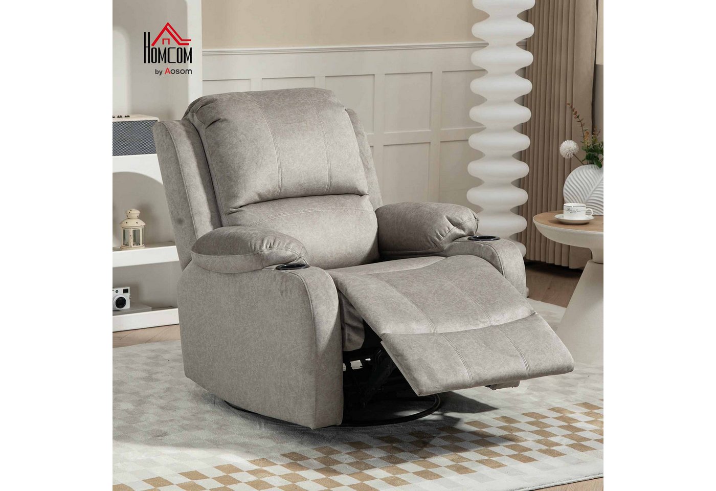 HOMCOM Relaxsessel Fernsehsessel mit Liegefunktion, Ruhesessel mit Wippfunktion (Sessel, 1-St., Liegesessel), für Wohnzimmer, Braun von HOMCOM