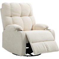 HOMCOM Relaxsessel Fernsehsessel mit Liegefunktion, Schaukelfunktion, Drehbar TV-Sessel mit Fußstütze, Taschenfederkern und Becherhalter, für Wohnzimmer, Beige   Aosom von HOMCOM