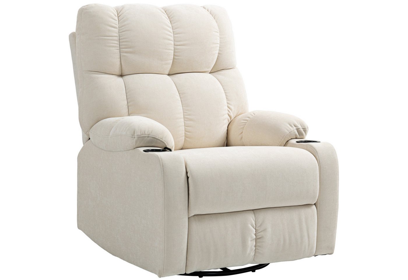 HOMCOM Relaxsessel Fernsehsessel mit Liegefunktion, Schaukelfunktion (Drehbar TV-Sessel mit Fußstütze, 1-St., Taschenfederkern, Becherhalter), für Wohnzimmer, Beige von HOMCOM