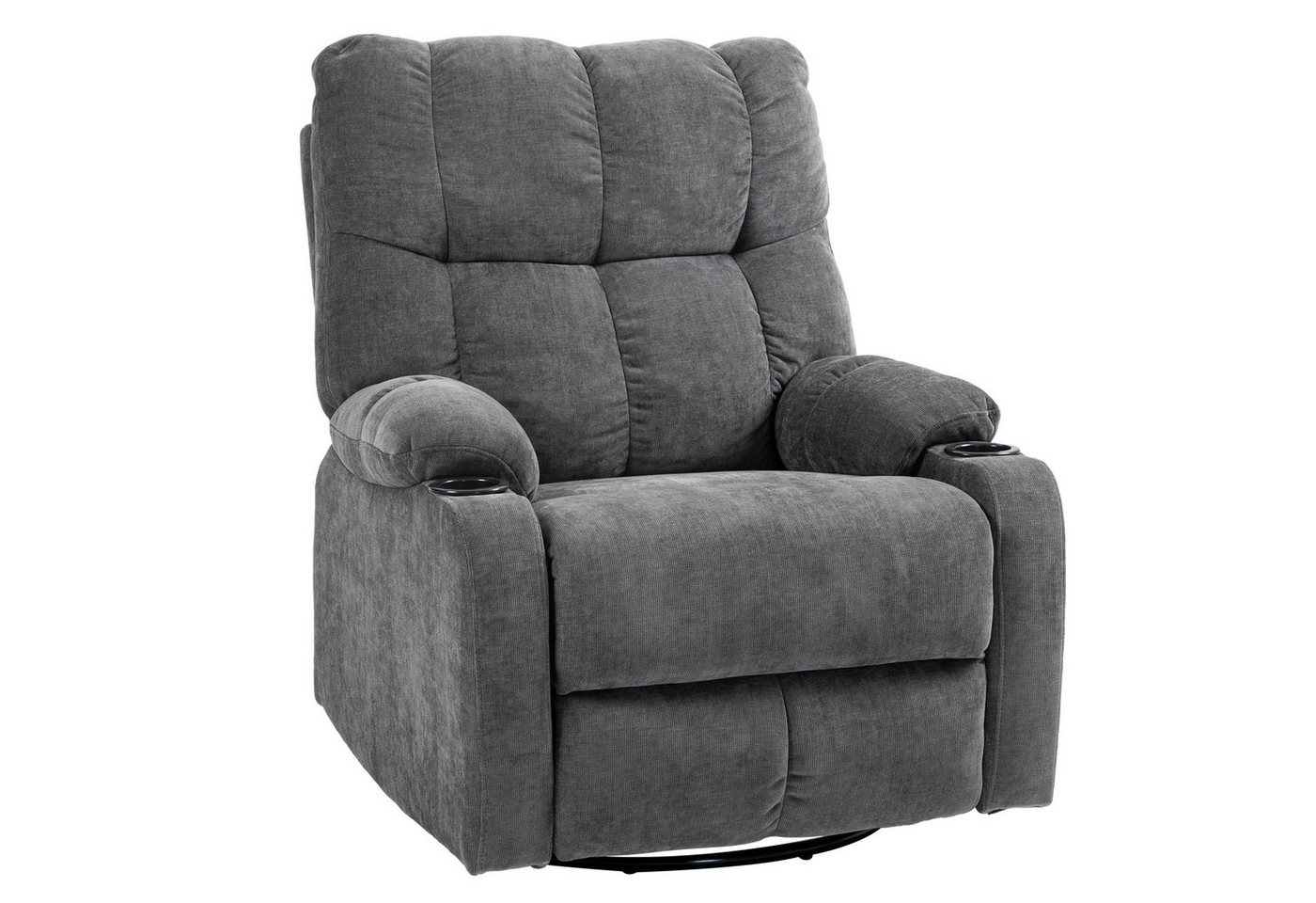HOMCOM Relaxsessel Fernsehsessel mit Liegefunktion, Schaukelfunktion und Becherhalter (TV-Sessel, 1-St., Ruhesessel), für Wohnzimmer, Dunkelgrau von HOMCOM