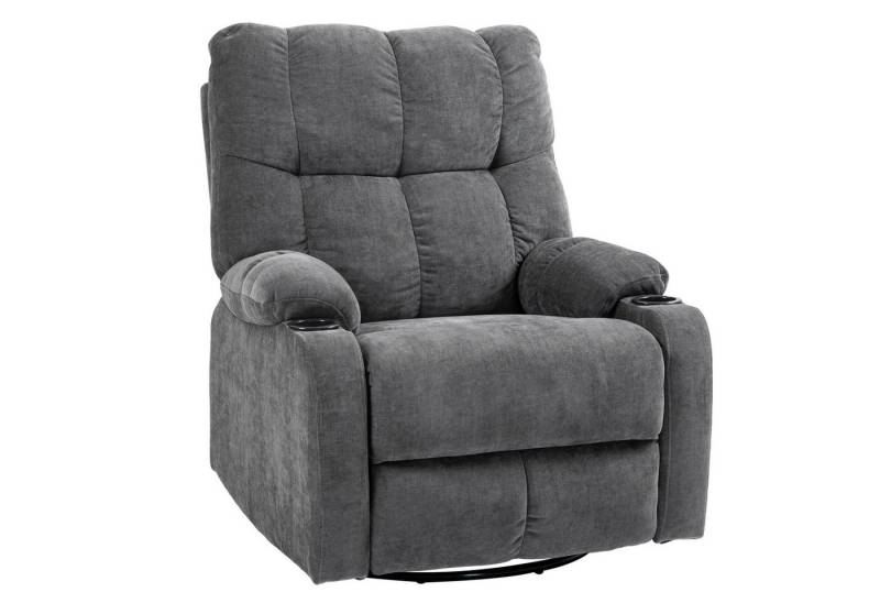 HOMCOM Relaxsessel Fernsehsessel mit Liegefunktion, Schaukelfunktion und Becherhalter (TV-Sessel, 1-St., Ruhesessel), für Wohnzimmer, Dunkelgrau von HOMCOM